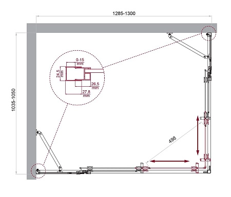 Душевой уголок BelBagno LUCE-AH-22-130/105-C-Cr