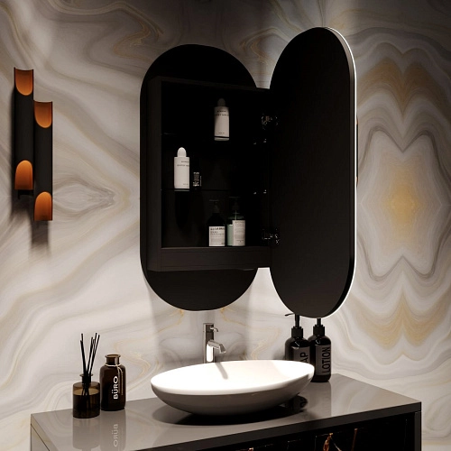 Зеркальный шкаф SILVER MIRRORS 500x1000 ЖК-часы, подогрев, сенс. выключатель Soho-BLACK (LED-0000261 LED-00002612 Зеркальный шкаф SILVER MIRRORS 500x1000 ЖК-часы, подогрев, сенс. выключатель Soho-BLACK (LED-0000261 LED-00002612