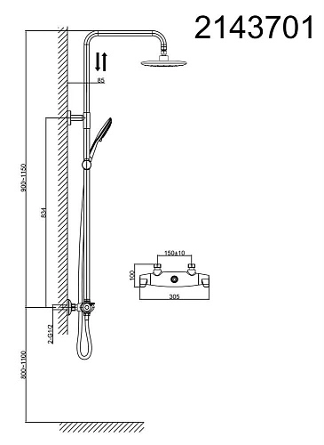 Душевая система D&K Bayern Potsdam DA2143701B14 Душевая система D&K Bayern Potsdam DA2143701B14