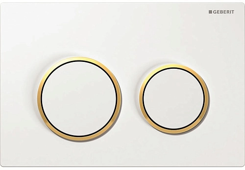 Клавиша смыва Geberit 115.085.KK.1 Omega 20 пластик, белый/золото Клавиша смыва Geberit 115.085.KK.1 Omega 20 пластик, белый/золото