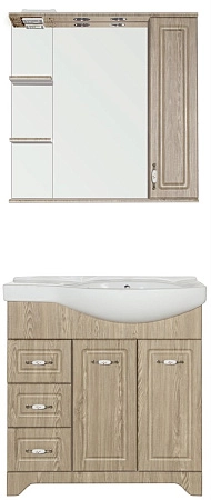 Тумба под раковину Style Line Олеандр-2 82 (3 ящ.) под раковину Коралл 82 левый, Люкс, карпатская ел ЛС-000010028 Тумба под раковину Style Line Олеандр-2 82 (3 ящ.) под раковину Коралл 82 левый, Люкс, карпатская ел ЛС-000010028