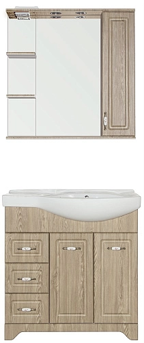 Тумба под раковину Style Line Олеандр-2 82 (3 ящ.) под раковину Коралл 82 левый, Люкс, карпатская ел ЛС-000010028 Тумба под раковину Style Line Олеандр-2 82 (3 ящ.) под раковину Коралл 82 левый, Люкс, карпатская ел ЛС-000010028