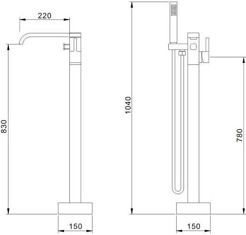 Смеситель для ванны ABBER AB8232 напольный Смеситель для ванны ABBER AB8232 напольный
