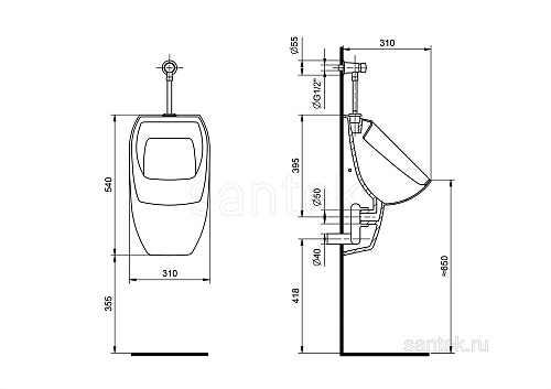 Писсуар Santek Гала 1WH501693 1.WH50.1.693 Писсуар Santek Гала 1WH501693 1.WH50.1.693