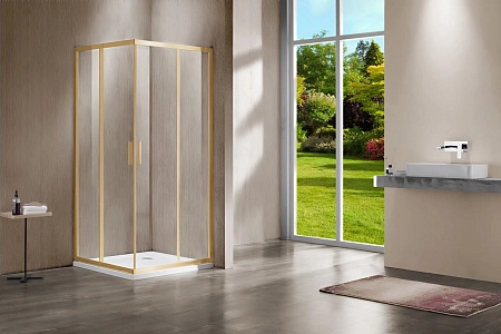Душевой уголок Vincea Garda VSS-1G9011CLG 1100x900 брашированное золото стекло прозрачное
