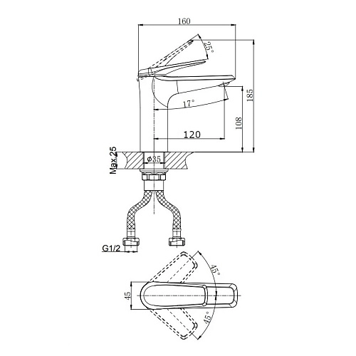 Смеситель для раковины RUSH Nevis (NE1735-12black) черный Смеситель для раковины RUSH Nevis (NE1735-12black) черный