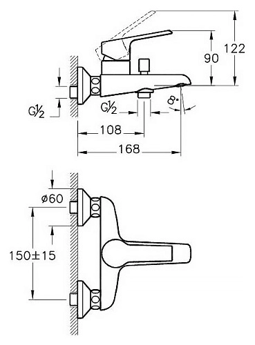 Смеситель для ванны Vitra Axe S A41070EXP, хром Смеситель для ванны Vitra Axe S A41070EXP, хром