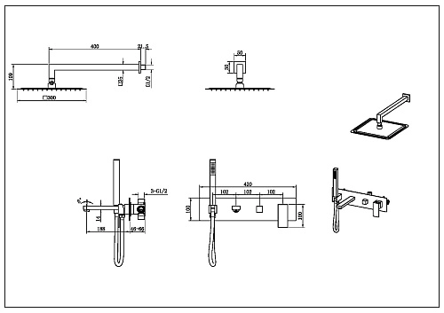 Душевая система Boheme Qubic 474-BRB Brushed Bronze с изливом Душевая система Boheme Qubic 474-BRB Brushed Bronze с изливом