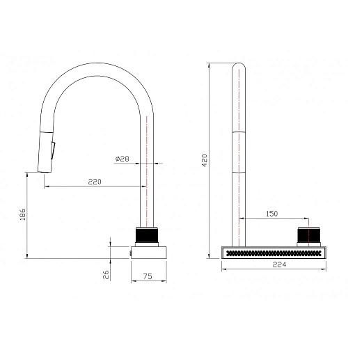 Смеситель для кухни Milacio Ultra (MCU.556.SS) с вытяжной лейкой, сталь нержавеющая Смеситель для кухни Milacio Ultra (MCU.556.SS) с вытяжной лейкой, сталь нержавеющая