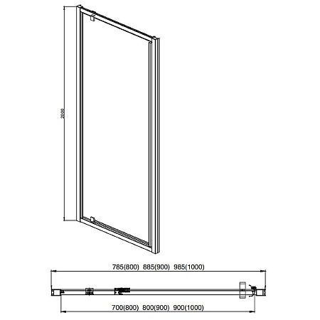 Душевая дверь Aquatek распашная 900x2000 профиль черный, стекло прозрачное AQ ARI PI 09020BL