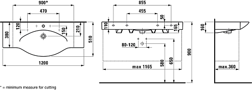 Раковина Laufen Palace 1200x510x110 8.1170.4.000.104.R Раковина Laufen Palace 1200x510x110 8.1170.4.000.104.R