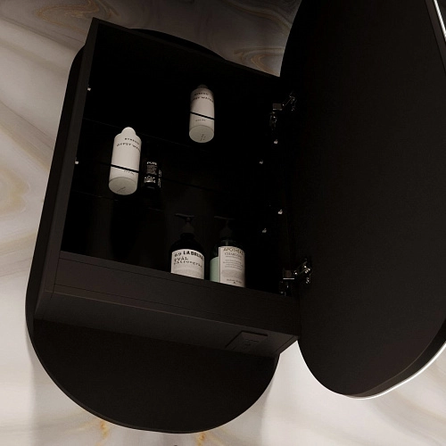 Зеркальный шкаф SILVER MIRRORS 500x1000 ЖК-часы, подогрев, сенс. выключатель Soho-BLACK (LED-0000261 LED-00002612 Зеркальный шкаф SILVER MIRRORS 500x1000 ЖК-часы, подогрев, сенс. выключатель Soho-BLACK (LED-0000261 LED-00002612