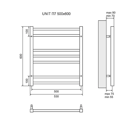 Полотенцесушитель водяной Lemark Unit П10 LM45810BL 500x800, черный Полотенцесушитель водяной Lemark Unit П10 LM45810BL 500x800, черный