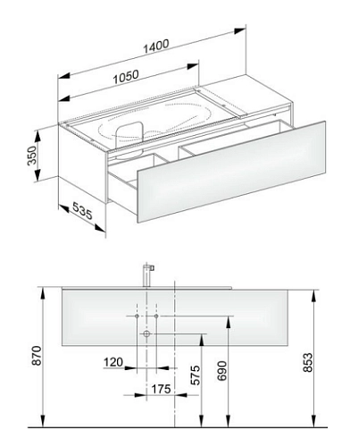 Тумба под раковину Keuco Edition 11 31163XX0000, 1400х350х535 мм Тумба под раковину Keuco Edition 11 31163XX0000, 1400х350х535 мм