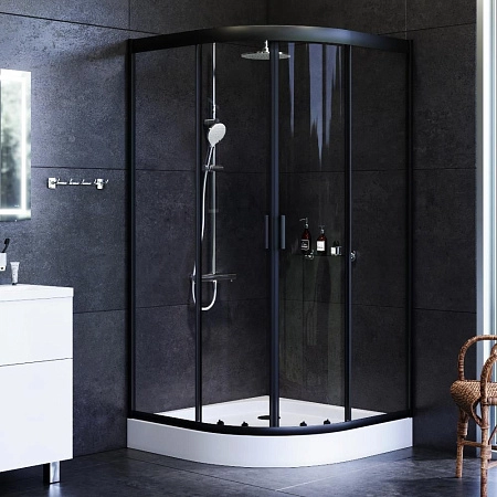 Душевой уголок AM.PM Gem W90G-401-100BT четверть круга 100x100 стекло прозрачное, профиль черный матовый