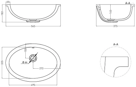 Раковина Salini MAREA 12 1101209M 565x394 встраиваемая S-Stone