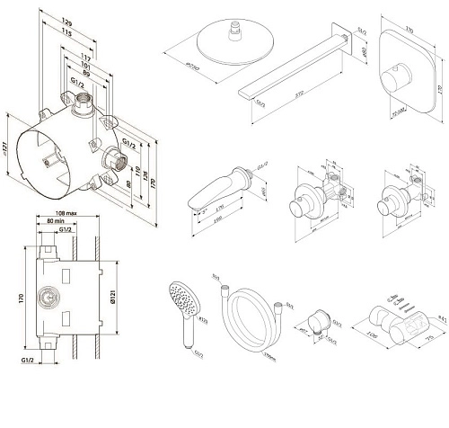 Душевая система Am.Pm FM0060000 термостатическая, хром Душевая система Am.Pm FM0060000 термостатическая, хром