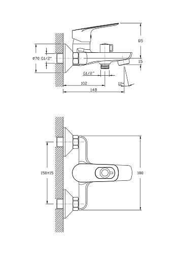 Смеситель для ванны Rush Edge ED7735-44 хром Смеситель для ванны Rush Edge ED7735-44 хром