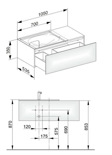 Тумба под раковину Keuco Edition 11 31153WW0100, 1050х350х535 мм Тумба под раковину Keuco Edition 11 31153WW0100, 1050х350х535 мм