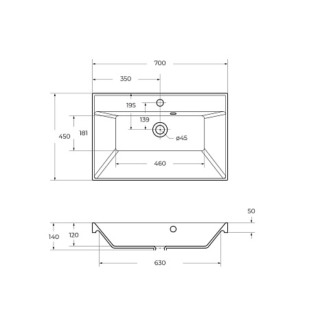 Раковина BelBagno BB700/450-LV-MR-AST 700x450 Раковина BelBagno BB700/450-LV-MR-AST 700x450