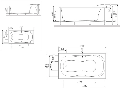 Каркас для ванны AM.PM Bliss L W53A-180-080W-R 180х80 см с монтажным Комплектом Каркас для ванны AM.PM Bliss L W53A-180-080W-R 180х80 см с монтажным Комплектом