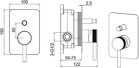 Смеситель для ванны Allen Brau Priority 5.31011-GB (с внутренней частью, 2 выхода) золото