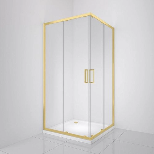 Душевой уголок BelBagno LUCE-A-2-100-C-ORO 100x100 см, профиль золото, стекло прозрачное Душевой уголок BelBagno LUCE-A-2-100-C-ORO 100x100 см, профиль золото, стекло прозрачное