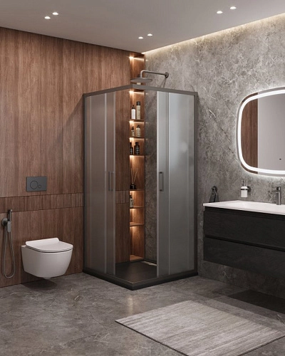 Душевой уголок CEZARES MOLVENO-A-2-90-P-GM цвет профиля оружейная сталь стекло рифленое 900x900 мм Душевой уголок CEZARES MOLVENO-A-2-90-P-GM цвет профиля оружейная сталь стекло рифленое 900x900 мм