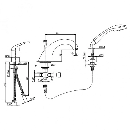 Душевая перегородка Paini PAINI-WalkIN110F 110x195 рисунок рамка