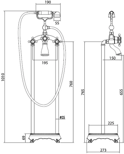 Смеситель для ванны ABBER Klassik AF8415 напольный, хром Смеситель для ванны ABBER Klassik AF8415 напольный, хром