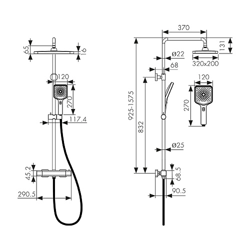 Душевая система Kaiser Cube с термостатом хром 01377 Душевая система Kaiser Cube с термостатом хром 01377