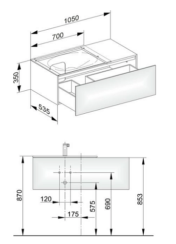 Тумба под раковину Keuco Edition 11 31153YY0100, 1050х350х535 мм Тумба под раковину Keuco Edition 11 31153YY0100, 1050х350х535 мм