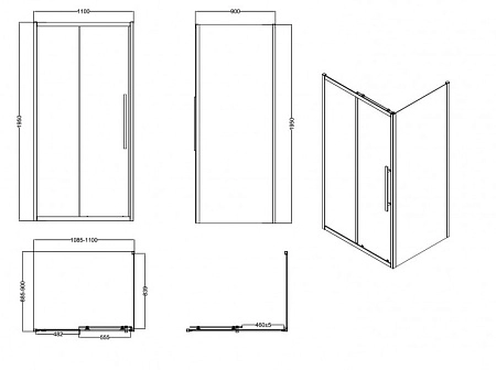 Душевой уголок Esbano FLEX (ESOGF119PSGM) ESF-119PS-GM 110x90x195