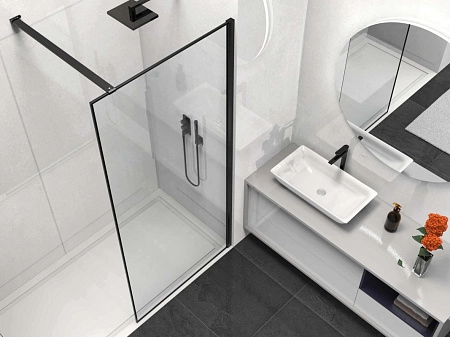 Душевая перегородка Vincea Walk-In VSW-1HS800CLB, 800x2000,черный матовый, стекло прозрачное