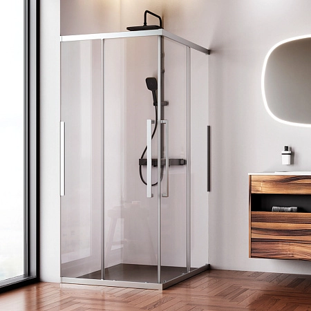 Душевой уголок AM.PM Func W84G-403-12090-MT 120х90, профиль хром матовый, стекло прозрачное
