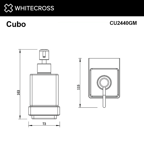 Дозатор жидкого мыла WHITECROSS Cubo CU2440GM оружейная сталь Дозатор жидкого мыла WHITECROSS Cubo CU2440GM оружейная сталь