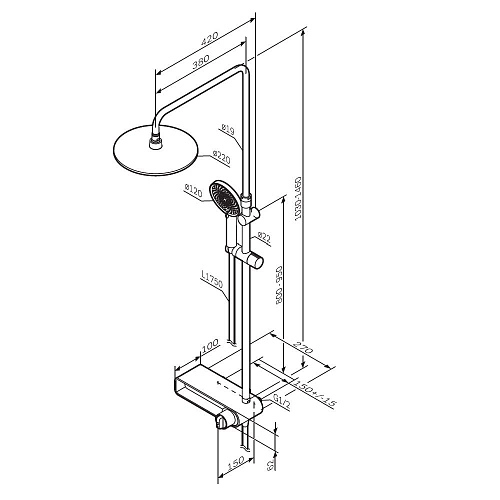 Душевая система AM.PM X-Joy F0785A622 верхний душ 220мм, черный Душевая система AM.PM X-Joy F0785A622 верхний душ 220мм, черный