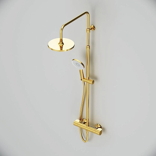 Душевая система AM.PM X-Joy F0785A499 с термостатом, верхний душ 220мм, золото Душевая система AM.PM X-Joy F0785A499 с термостатом, верхний душ 220мм, золото