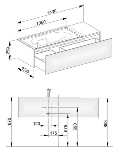 Тумба под раковину Keuco Edition 11 31163YY0100, 1400х350х535 мм Тумба под раковину Keuco Edition 11 31163YY0100, 1400х350х535 мм