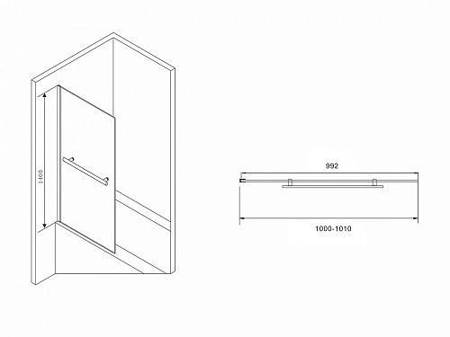 Шторка на ванну ABBER Immer Offen AG70100B 100 см универсальная, профиль черный, стекло прозрачное Шторка на ванну ABBER Immer Offen AG70100B 100 см универсальная, профиль черный, стекло прозрачное