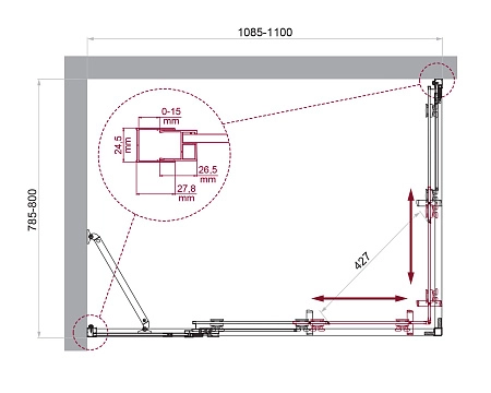 Душевой уголок BelBagno LUCE-AH-21-110/80-C-Cr