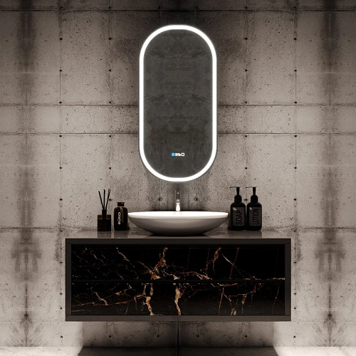 Зеркальный шкаф SILVER MIRRORS 500x1000 ЖК-часы, подогрев, сенс. выключатель Soho-BLACK (LED-0000261 LED-00002612 Зеркальный шкаф SILVER MIRRORS 500x1000 ЖК-часы, подогрев, сенс. выключатель Soho-BLACK (LED-0000261 LED-00002612