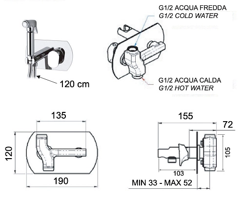 Гигиенический душ Remer Class Line L60 Гигиенический душ Remer Class Line L60