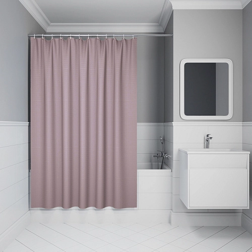 Штора для ванны IDDIS (DW04P18i11) 200х180 см, полиэстер розовый Штора для ванны IDDIS (DW04P18i11) 200х180 см, полиэстер розовый