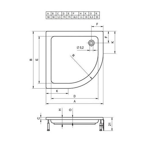 Душевой поддон Riho DA2100500000000 90x90 Душевой поддон Riho DA2100500000000 90x90