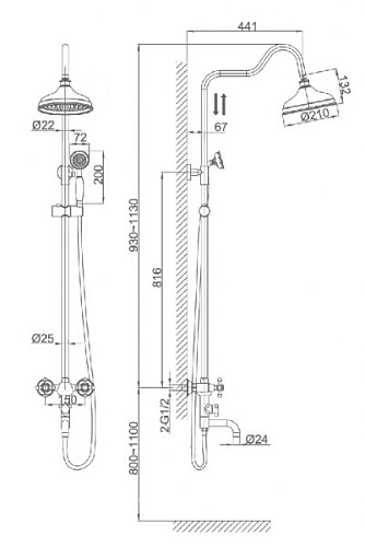 Душевая система D&K Hessen Hercules DA1424741D08 Душевая система D&K Hessen Hercules DA1424741D08