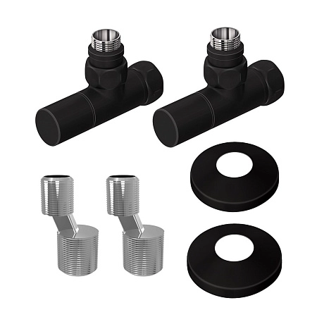 Набор подключения Lemark LM03412RBL с круглыми вентилями, черный Набор подключения Lemark LM03412RBL с круглыми вентилями, черный