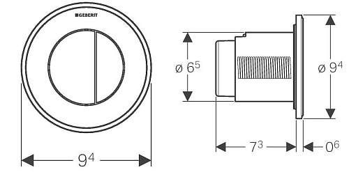 Клавиша смыва Geberit 116.055.KH.1 Type 10 пластик, хром матовый Клавиша смыва Geberit 116.055.KH.1 Type 10 пластик, хром матовый