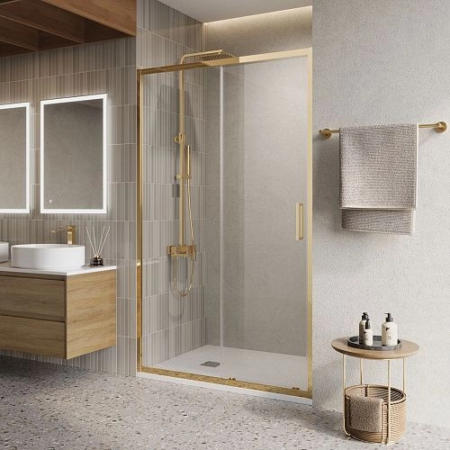 Душевая дверь BelBagno LUCE-BF-1-110-C-ORO 110 см, профиль золото, стекло прозрачное Душевая дверь BelBagno LUCE-BF-1-110-C-ORO 110 см, профиль золото, стекло прозрачное