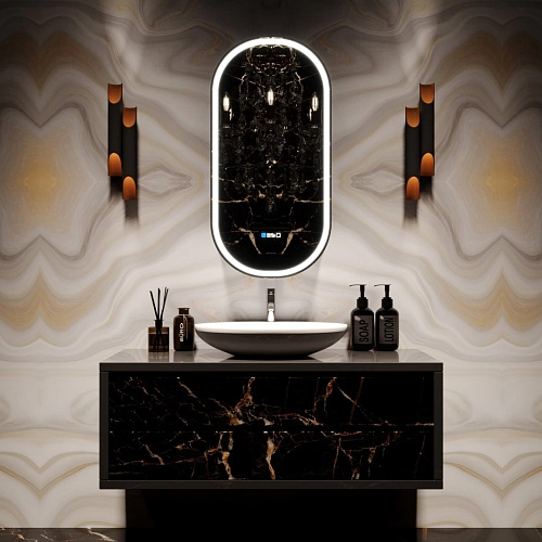 Зеркальный шкаф SILVER MIRRORS 500x1000 ЖК-часы, подогрев, сенс. выключатель Soho-BLACK (LED-0000261 LED-00002612 Зеркальный шкаф SILVER MIRRORS 500x1000 ЖК-часы, подогрев, сенс. выключатель Soho-BLACK (LED-0000261 LED-00002612